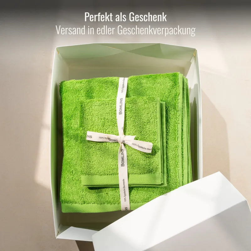 Handtuch Hellgrün als Geschenk verpackt