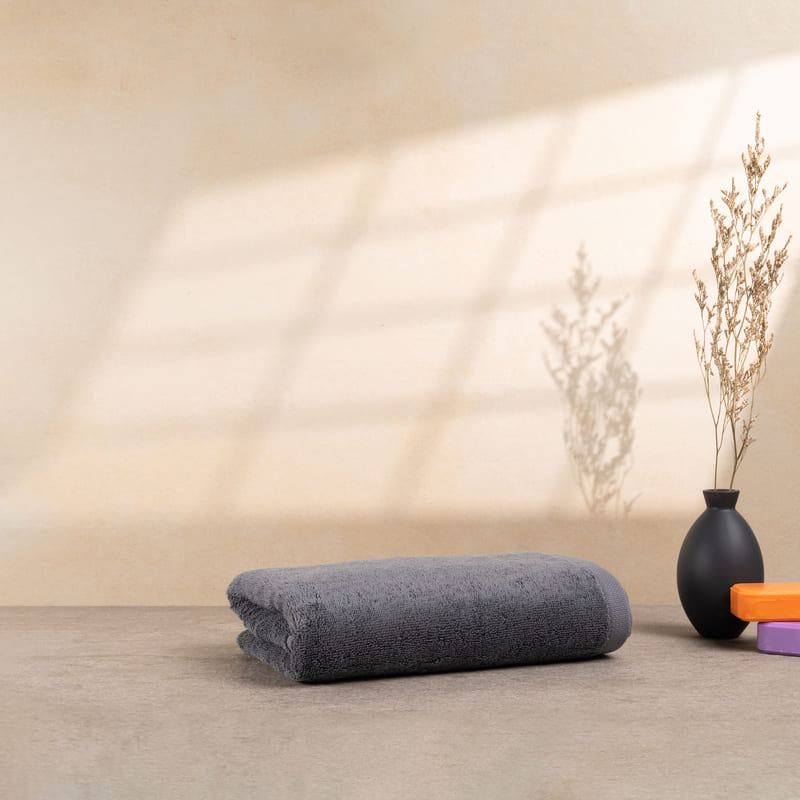 Bomlins Handtuch Grau Anthrazit 50×100 cm aus ägyptischer GIZA Baumwolle