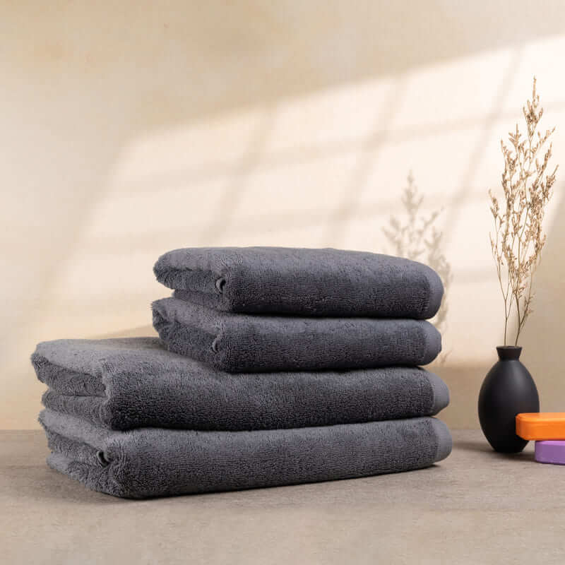 Bomlins Handtuch Set Grau 3-teilig aus ägyptischer GIZA Baumwolle