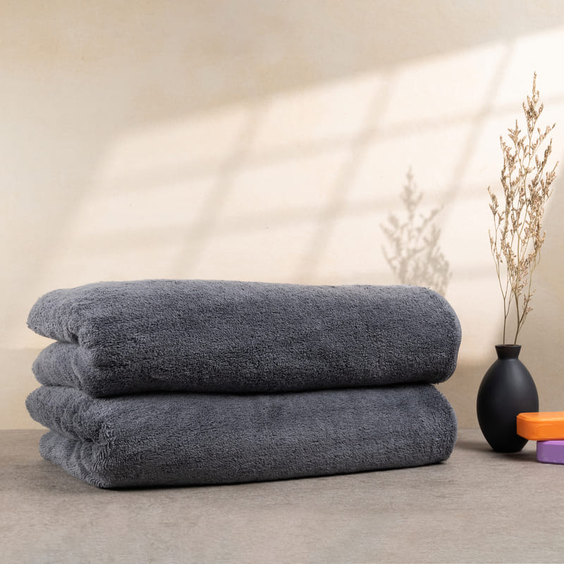 2 XXL Graue Saunatücher 80x200cm aus ägyptischer GIZA Baumwolle