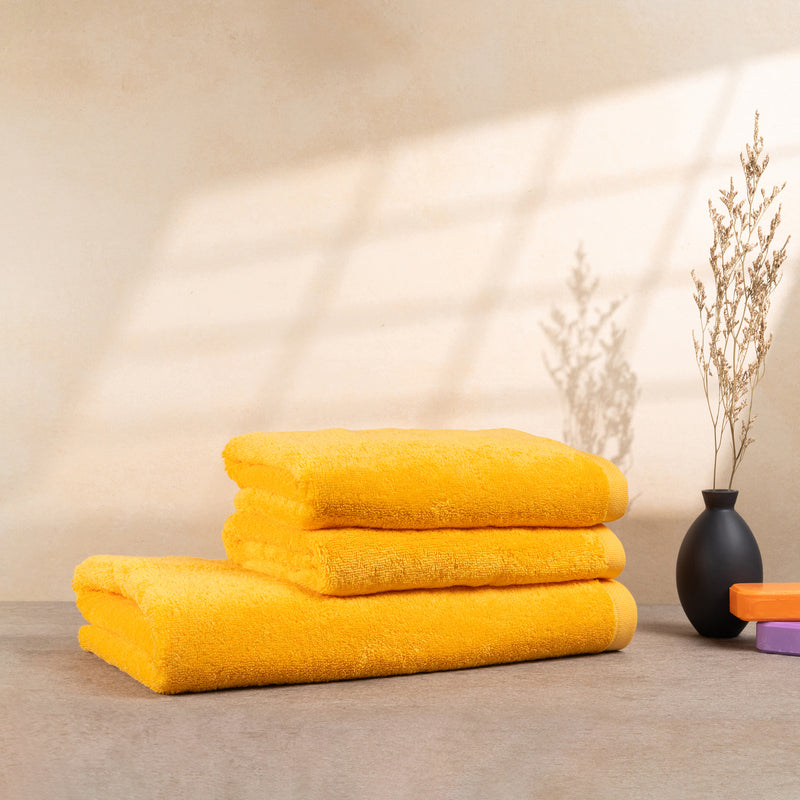 Bomlins Handtuch Set Gelb 3-teilig aus ägyptischer GIZA Baumwolle