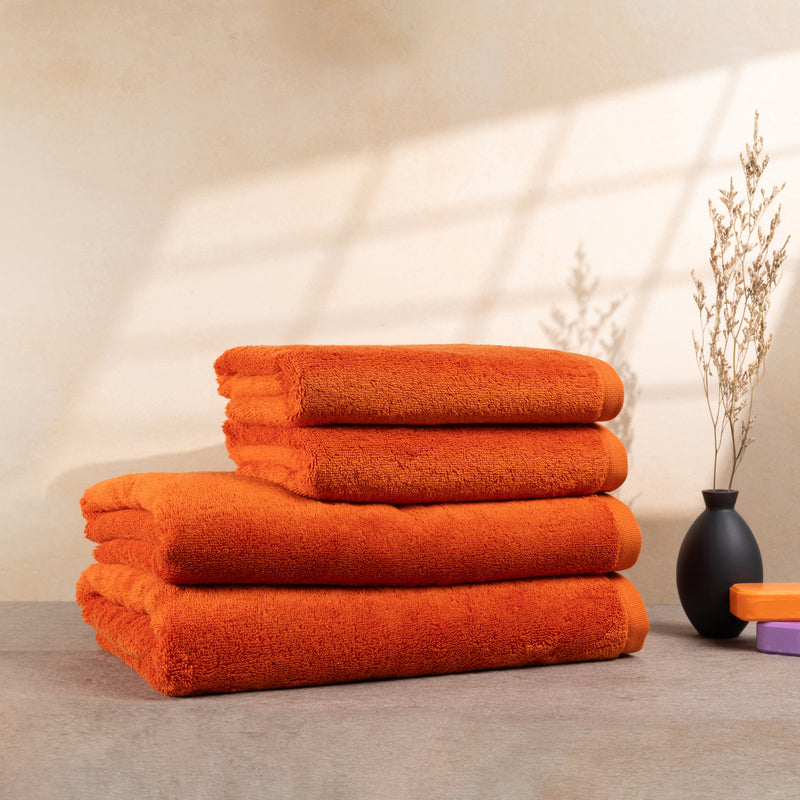 Bomlins Handtuch Set Orange 4-teilig aus ägyptischer GIZA Baumwolle