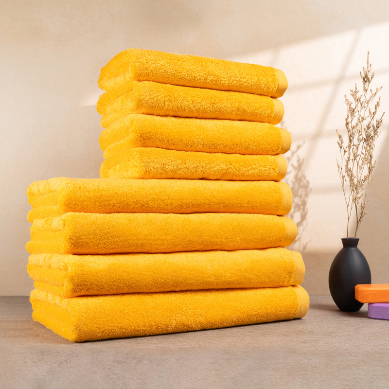 Bomlins Handtuch Set Gelb 8-teilig aus ägyptischer GIZA Baumwolle