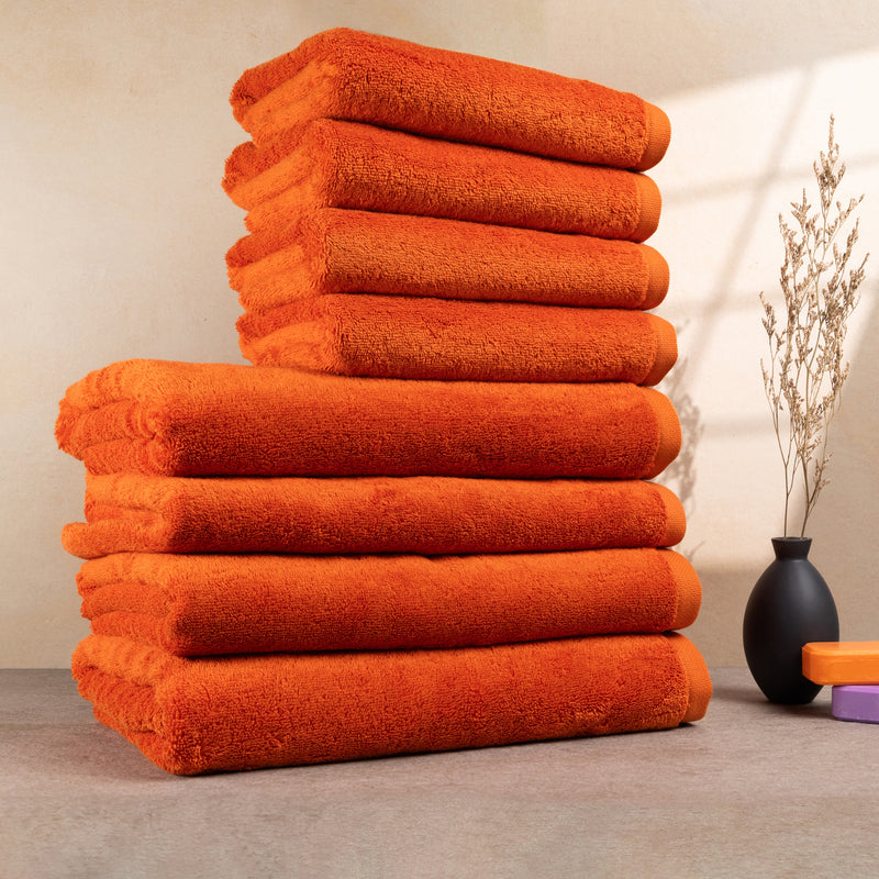 Bomlins Handtuch Set Orange 8-teilig aus ägyptischer GIZA Baumwolle