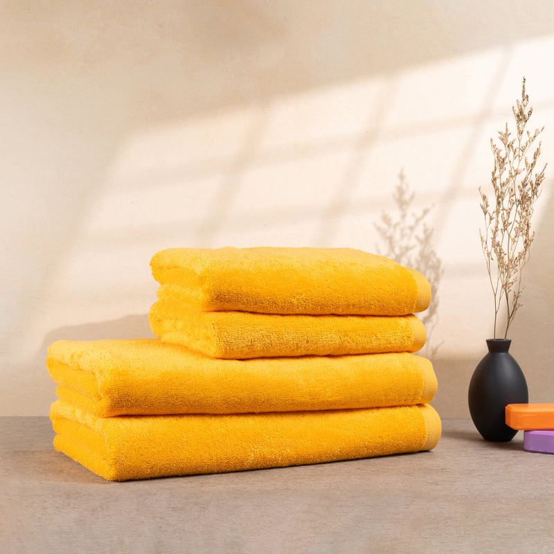 Bomlins Handtuch Set Gelb 4-teilig aus ägyptischer GIZA Baumwolle