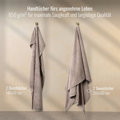 2 Saunatücher + 2 Duschtücher Cashmere