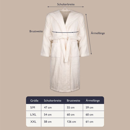 Größentabelle und Details zum Bomlins Bademantel Beige