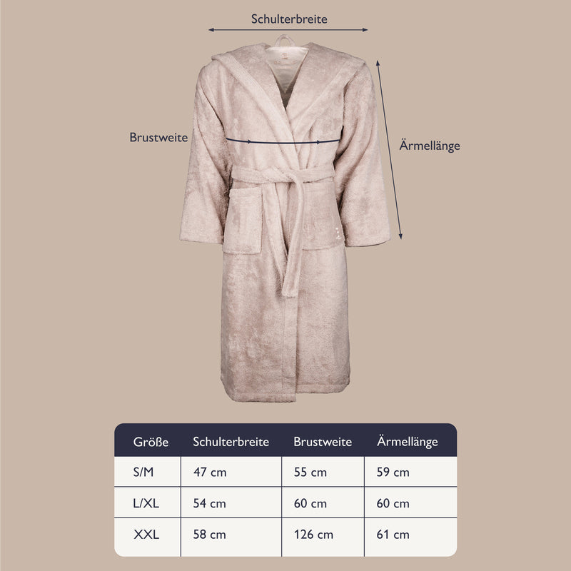 Größentabelle und Produktdetails Bomlins Bademantel Cashmere