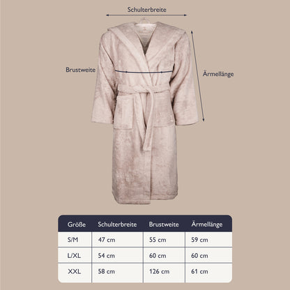 Größentabelle und Produktdetails Bomlins Bademantel Cashmere