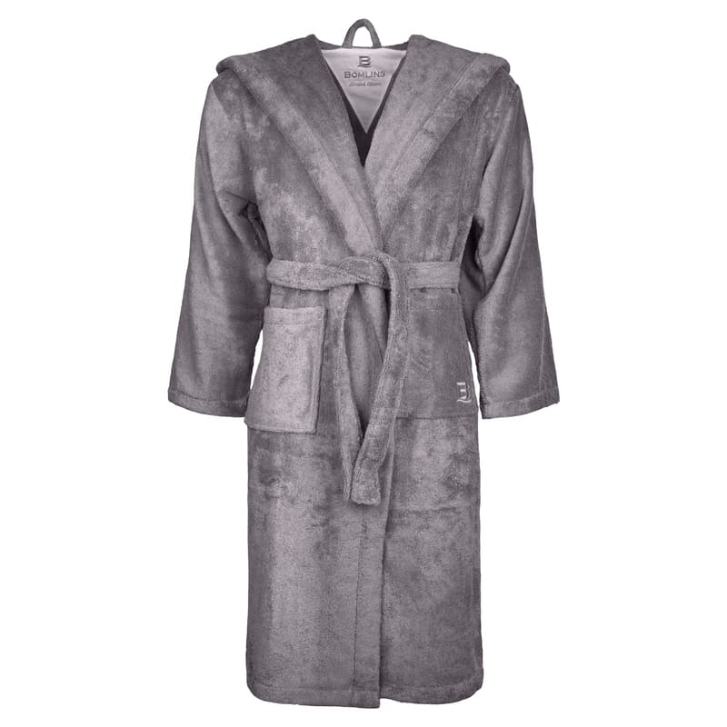 Bomlins Bademantel Grau aus ägyptischer GIZA Baumwolle – mit Kapuze