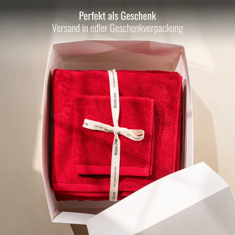 Handtuch Rot als Geschenk verpackt