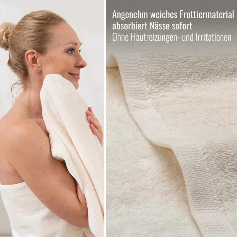 Detailaufnahme Duschtuch Elfenbein aus weichem Frottier