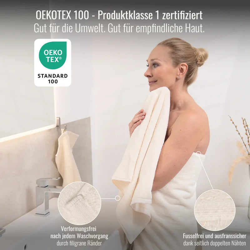 OEKO-TEX zertifiziertes Duschtuch Elfenbein aus ägyptischer Baumwolle