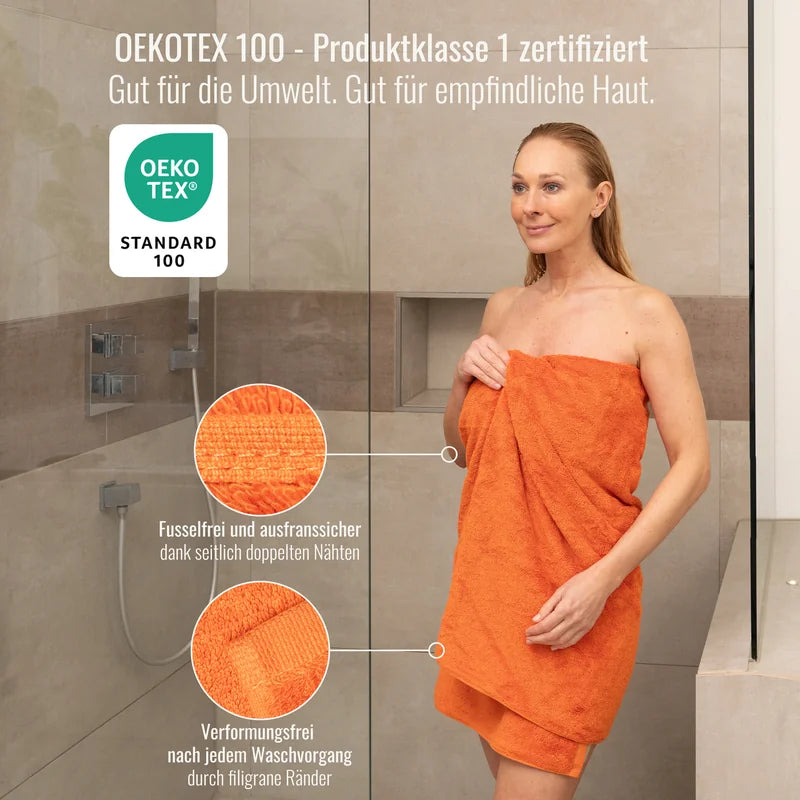 OEKO-TEX zertifiziertes Duschtuch Orange aus ägyptischer Baumwolle