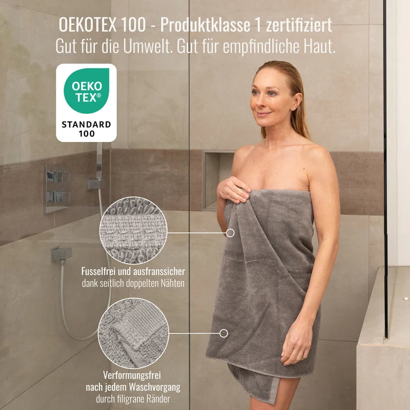 OEKO-TEX zertifiziertes Duschtuch Silber aus ägyptischer Baumwolle