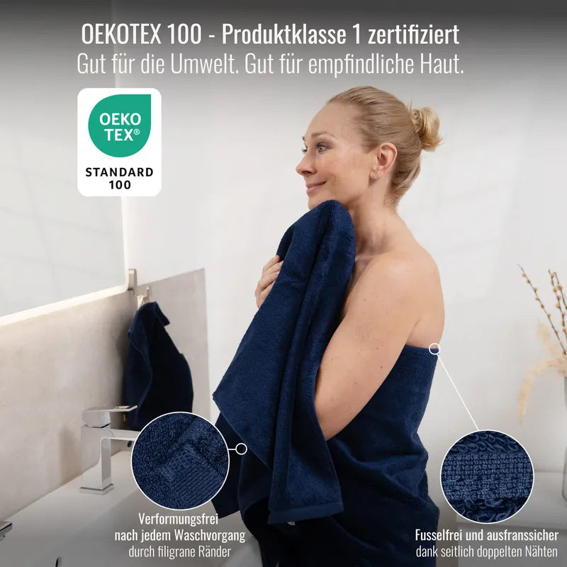 OEKO-TEX zertifiziertes Handtuch Dunkelblau aus ägyptischer Baumwolle