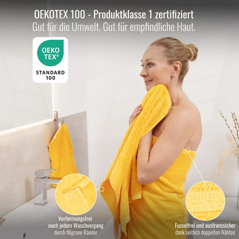 OEKO-TEX zertifiziertes Handtuch Gelb aus ägyptischer Baumwolle