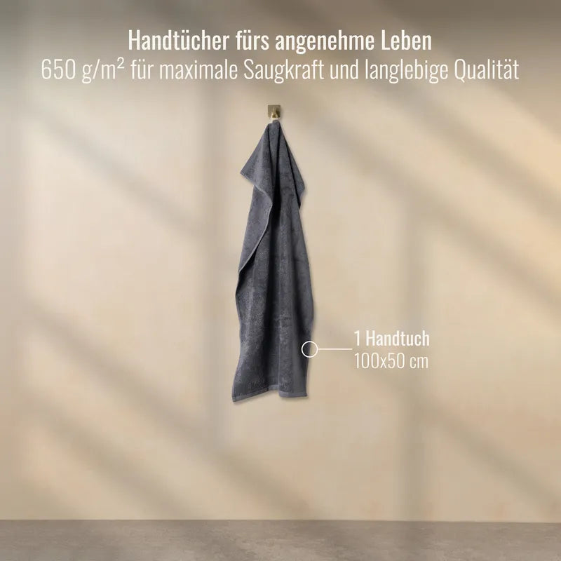 Handtuch Grau Anthrazit 50x100 cm aufgehängt im Badezimmer