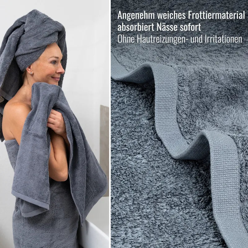 Detailaufnahme Handtuch Grau Anthrazit aus weichem Frottier
