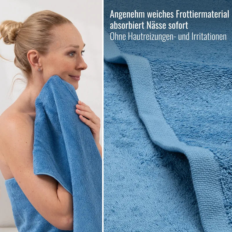 Detailaufnahme Handtuch Hellblau aus weichem Frottier