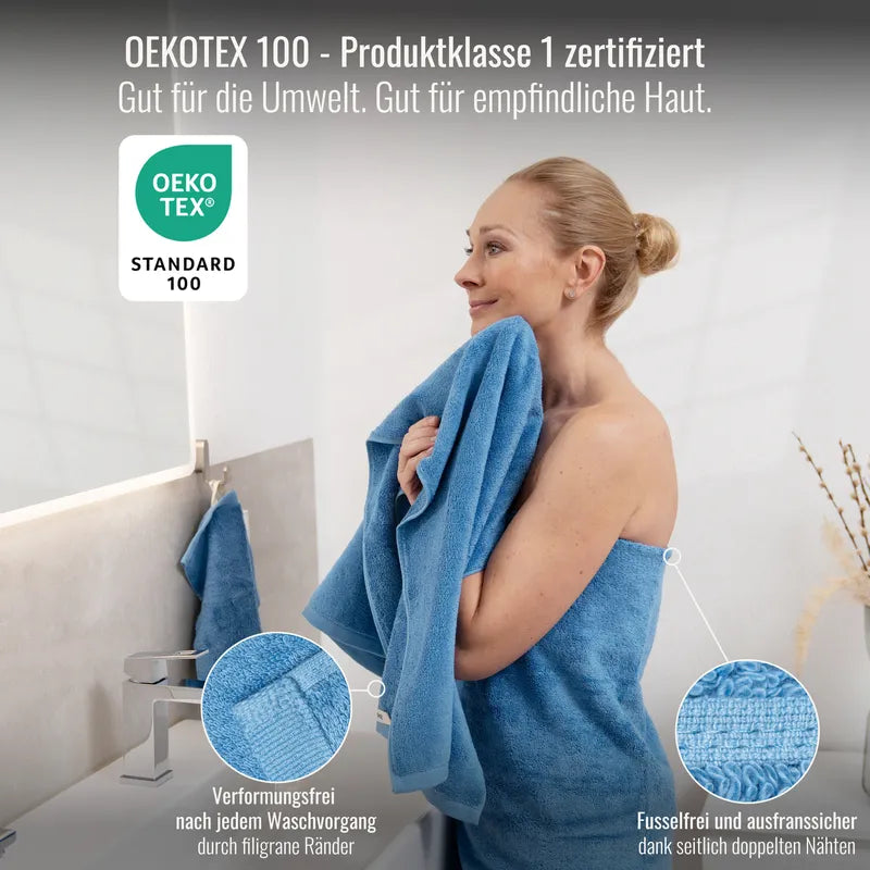 OEKO-TEX zertifiziertes Handtuch Hellblau aus ägyptischer Baumwolle