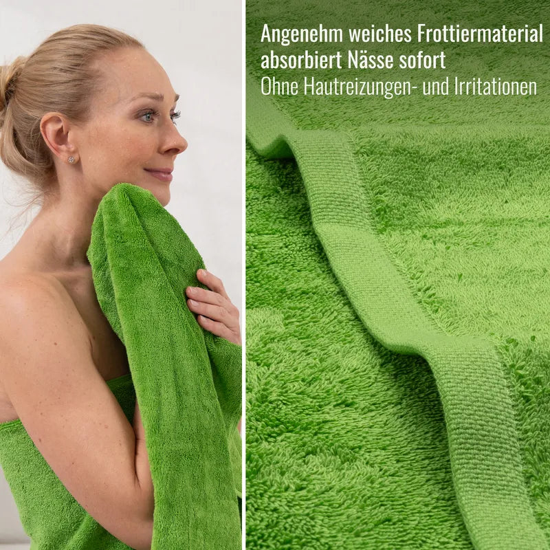 Detailaufnahme Handtuch Hellgrün aus weichem Frottier