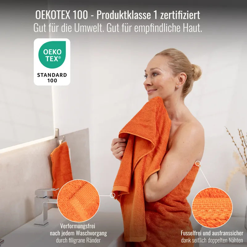 OEKO-TEX zertifiziertes Handtuch Orange aus ägyptischer Baumwolle