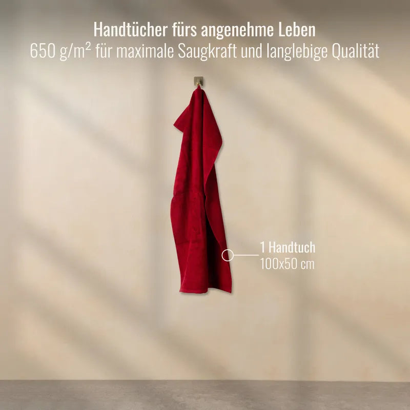 Handtuch Rot 50x100 cm aufgehängt im Badezimmer