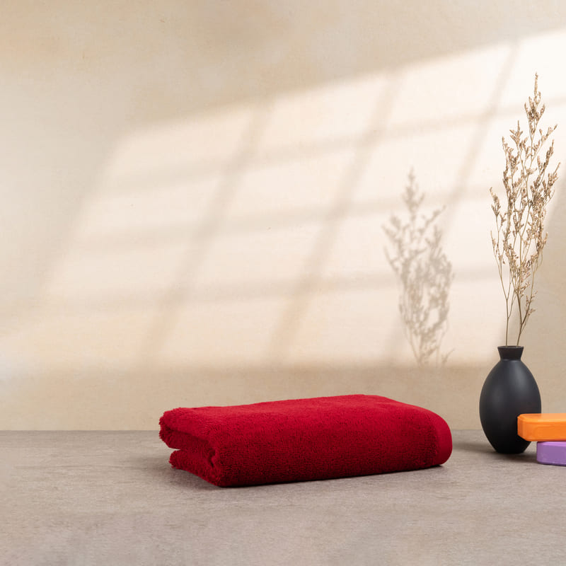 Bomlins Handtuch Rot 50×100 cm aus ägyptischer GIZA Baumwolle