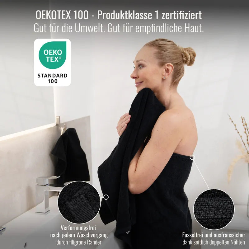 OEKO-TEX zertifiziertes Handtuch Schwarz aus ägyptischer Baumwolle