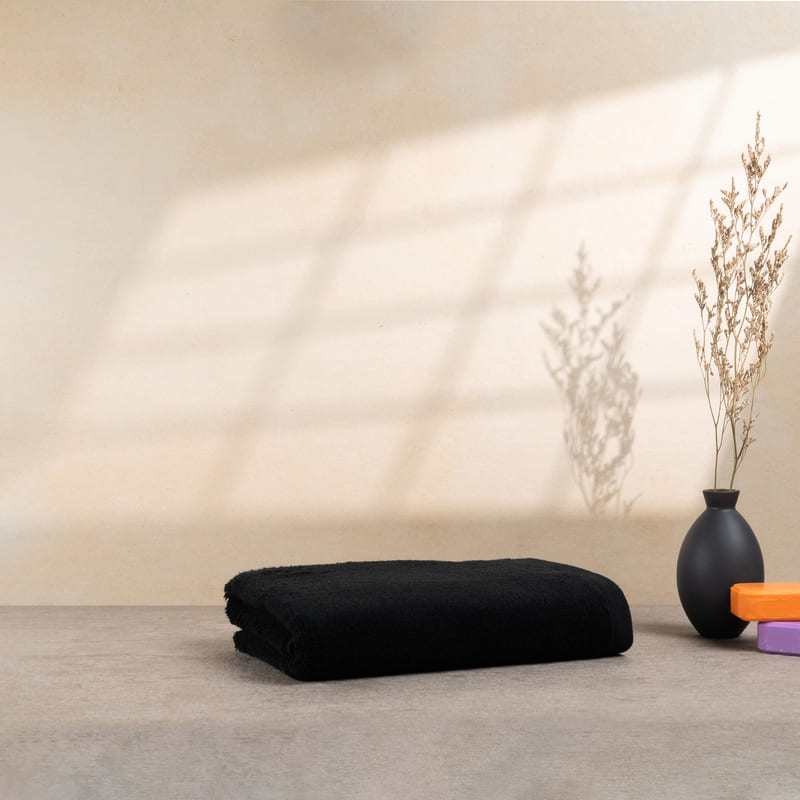 Bomlins Handtuch Schwarz 50×100 cm aus ägyptischer GIZA Baumwolle