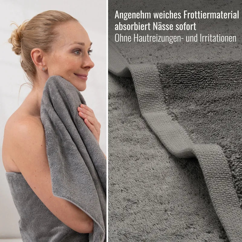 Detailaufnahme Handtuch Silber aus weichem Frottier
