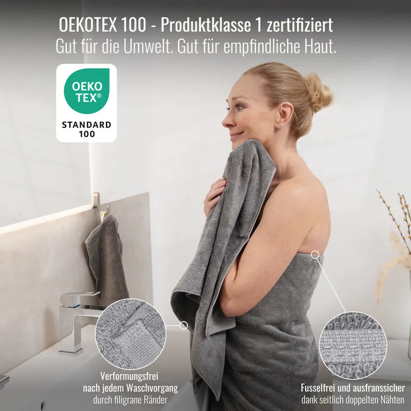 OEKO-TEX zertifiziertes Handtuch Silber aus ägyptischer Baumwolle
