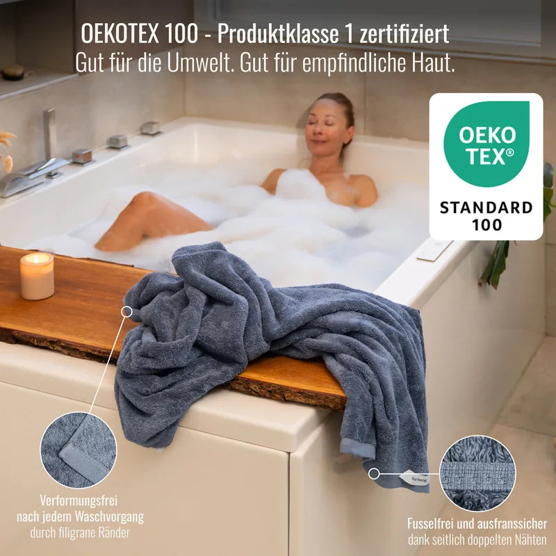 OEKO-TEX zertifiziertes Saunatuch Grau Anthrazit aus ägyptischer Baumwolle