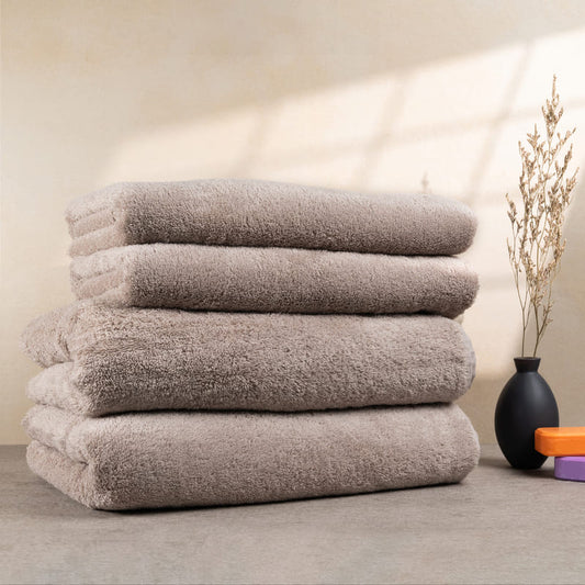 2x Saunatücher + 2 x Duschtücher Farbe Cashmere